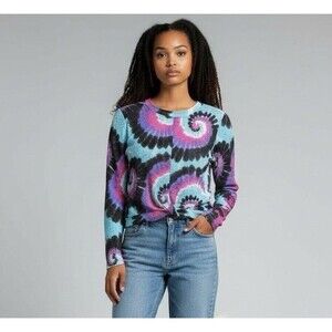 Hurley Tie Dye Twist Front Crop Top Y2K Swirl Pink Purple Teal Youth XL Boho